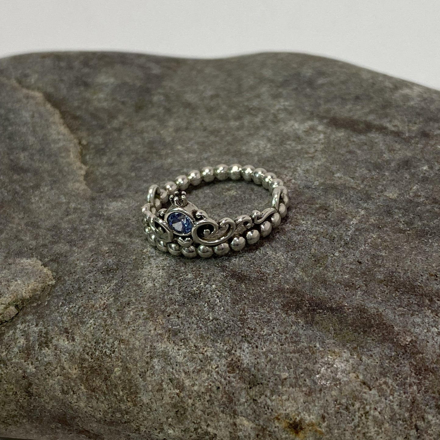 Sterling Silver Pandora Disney Cinderella Blue Crystal Tiara Ring