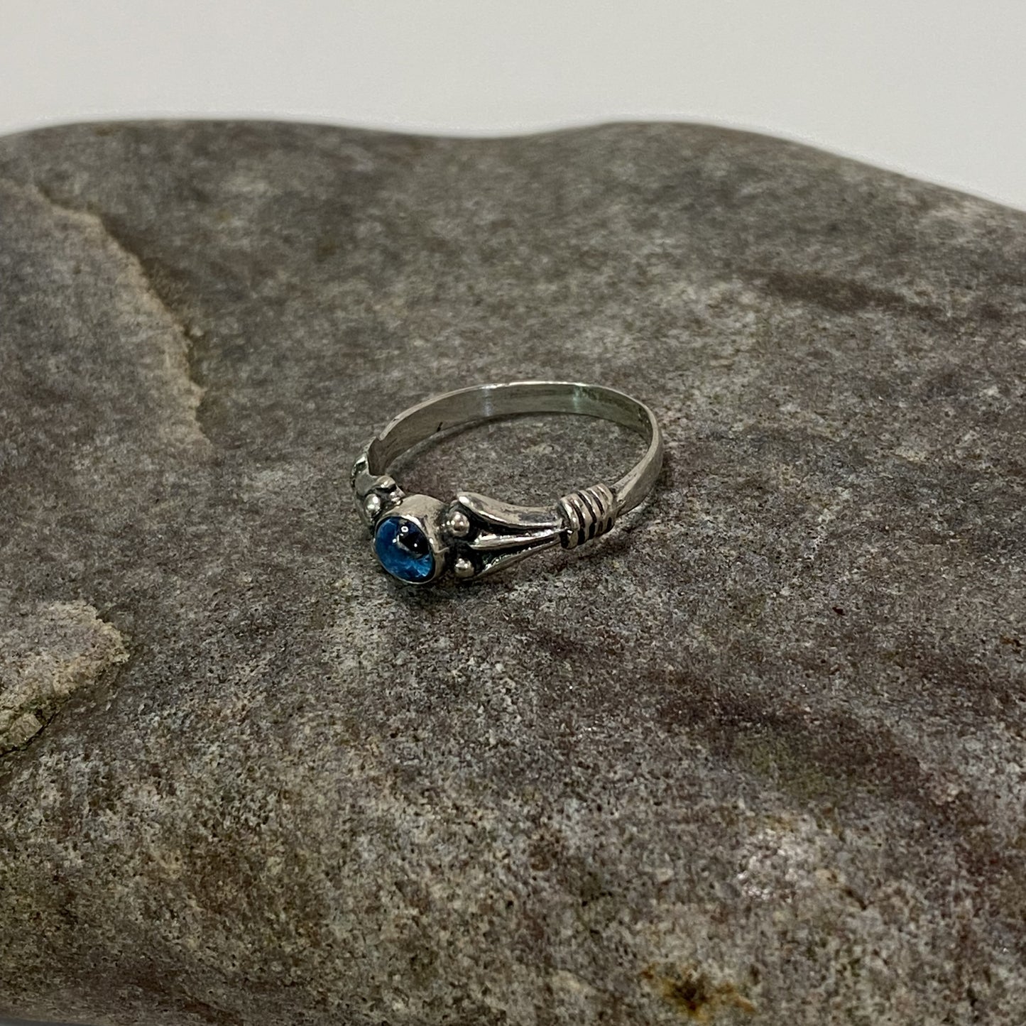 Silver .900 'Evil Eye' Solitaire Ring