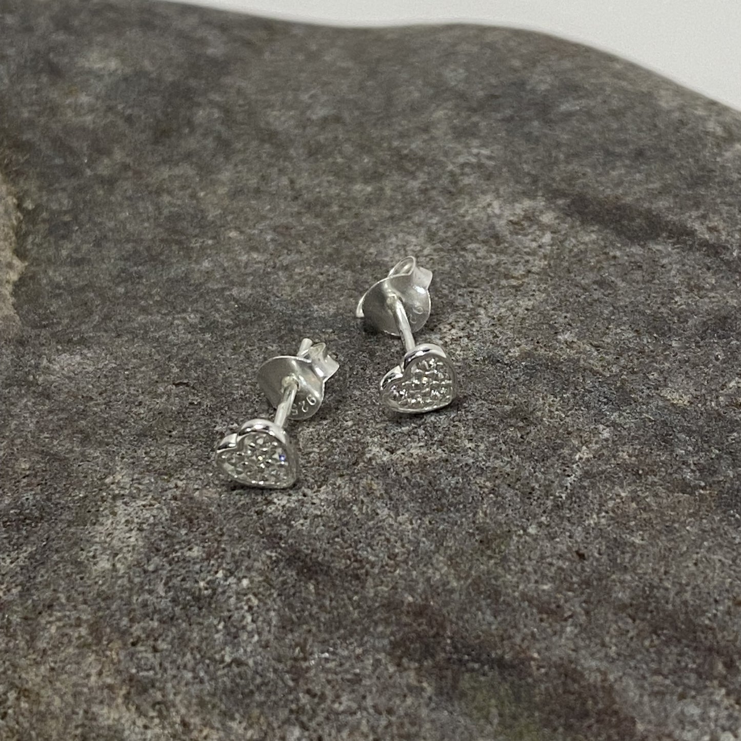 Sterling Silver .925 CZ Heart Ear Studs