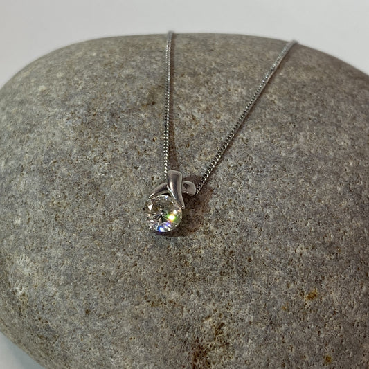 Sterling Silver .925 CZ 'X' Necklace