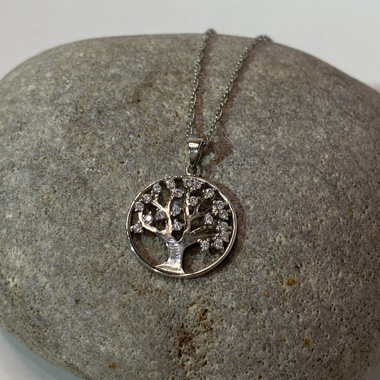 Sterling Silver .925 Crystal 'Tree Of Life' Necklace