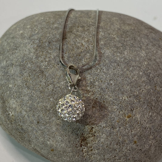 Sterling Silver .925 Crystal Ball Necklace