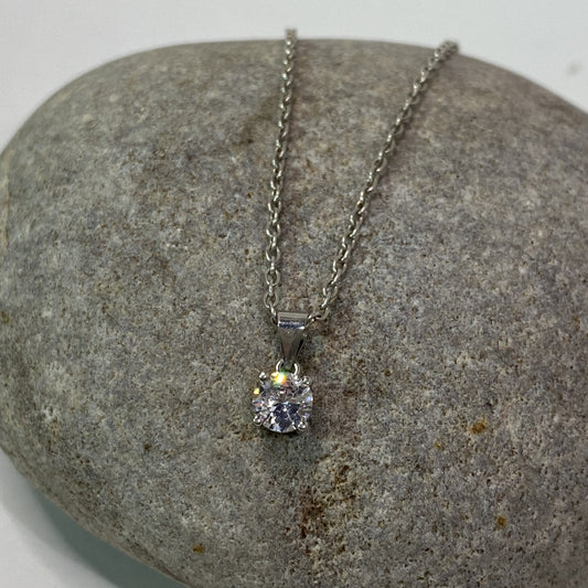 Sterling Silver .925 Crystal Pendant Necklace