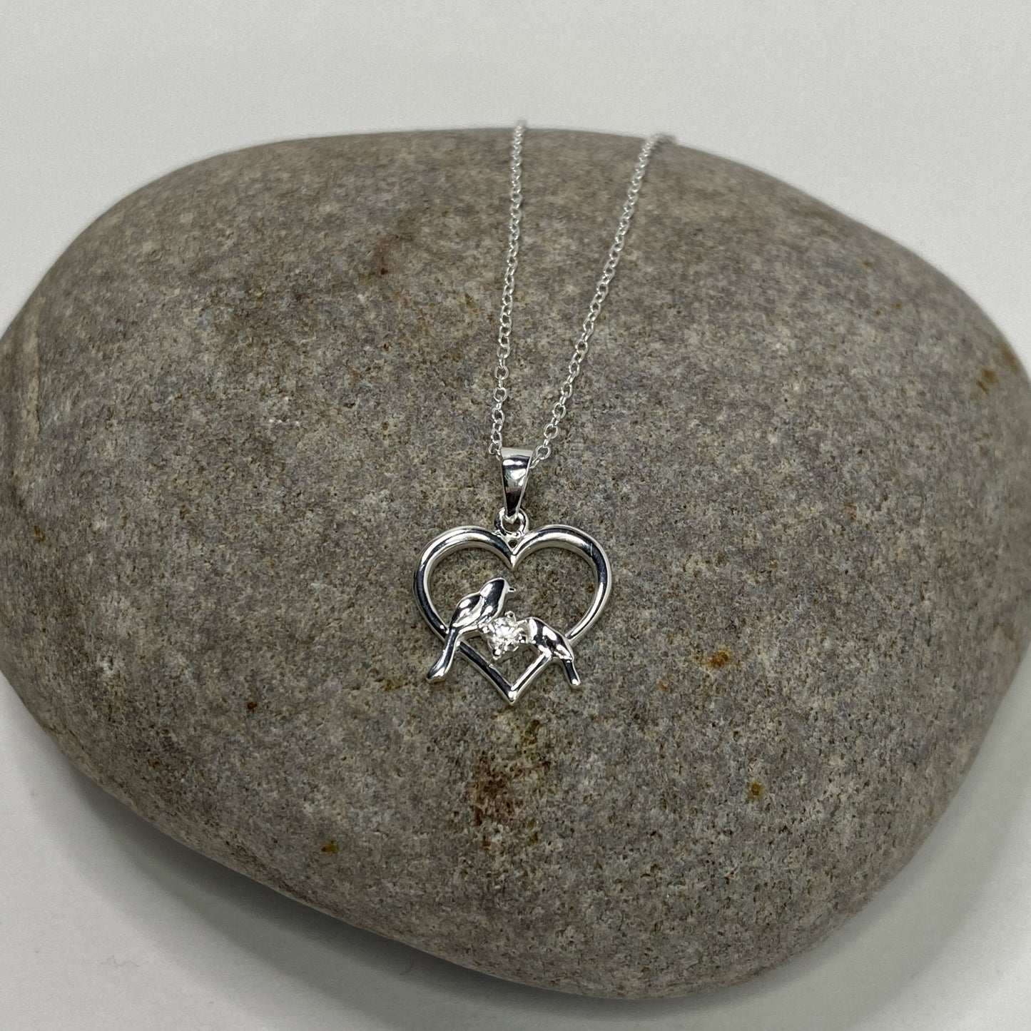 Sterling Silver .925 Love Birds Pendant Necklace