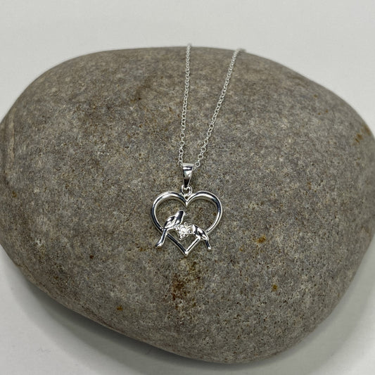 Sterling Silver .925 Love Birds Pendant Necklace