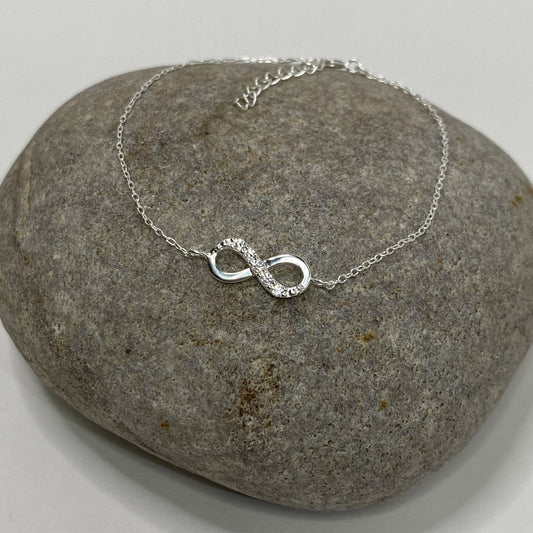 Sterling Silver .925 CZ Infinity Bracelet