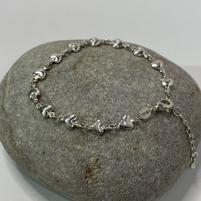 Sterling Silver .925 Heart Link Bracelet