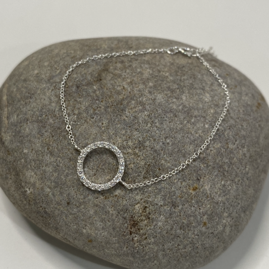 Sterling Silver .925 CZ Circle Bracelet