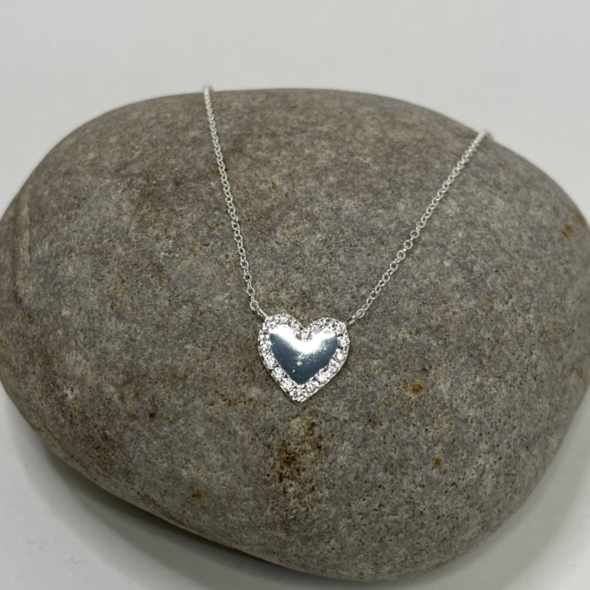 Sterling Silver .925 CZ Heart Necklace